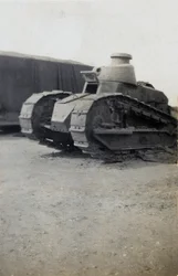 Fransk Renault FT17-stridsvagn under stridsträning på Lulworth-banorna, 1919